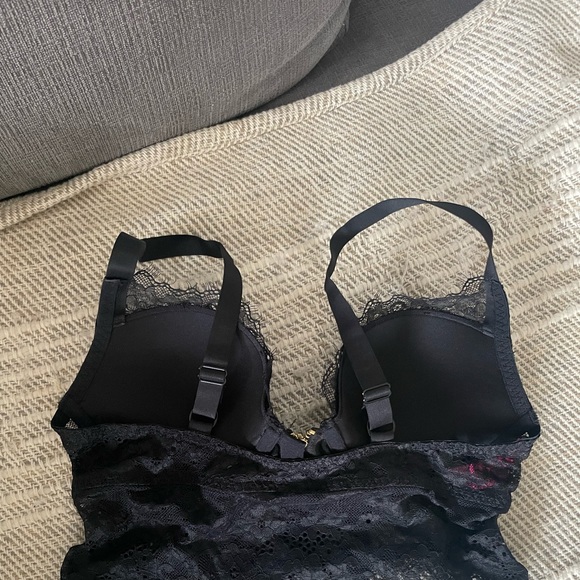 La Senza black delicate lace push up corset top bra with zipper / Size S - Picture 3 of 5